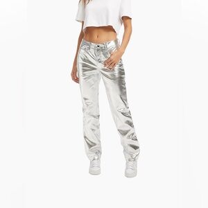 Good American- Good Icon Metallic Faux Leather Pants